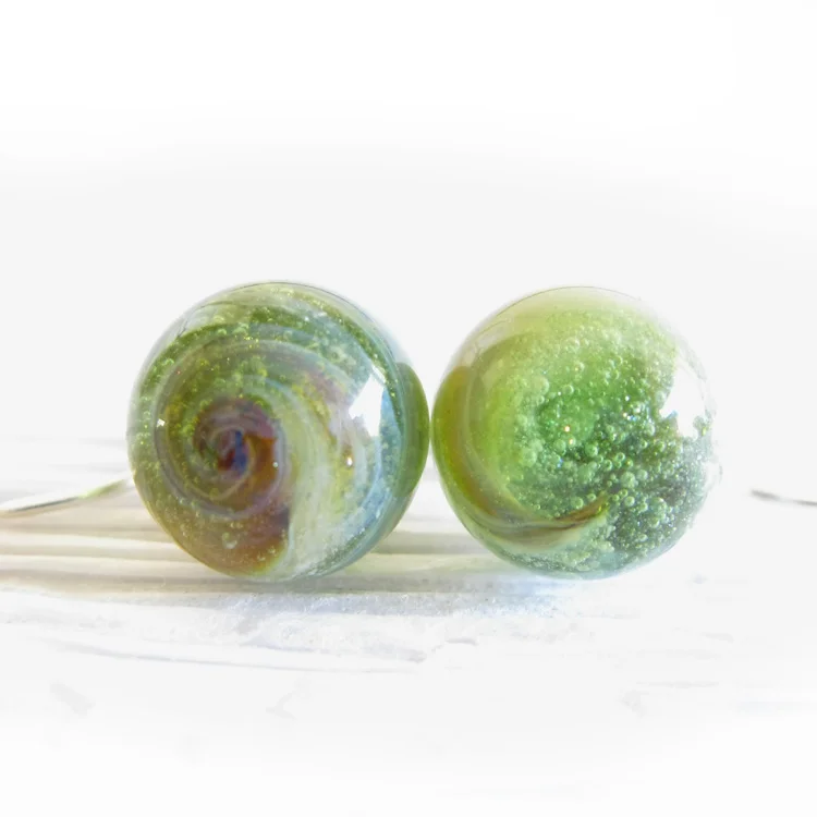 Heavenly ~ Glass cremation jewelry simple sterling silver earrings (8).jpg