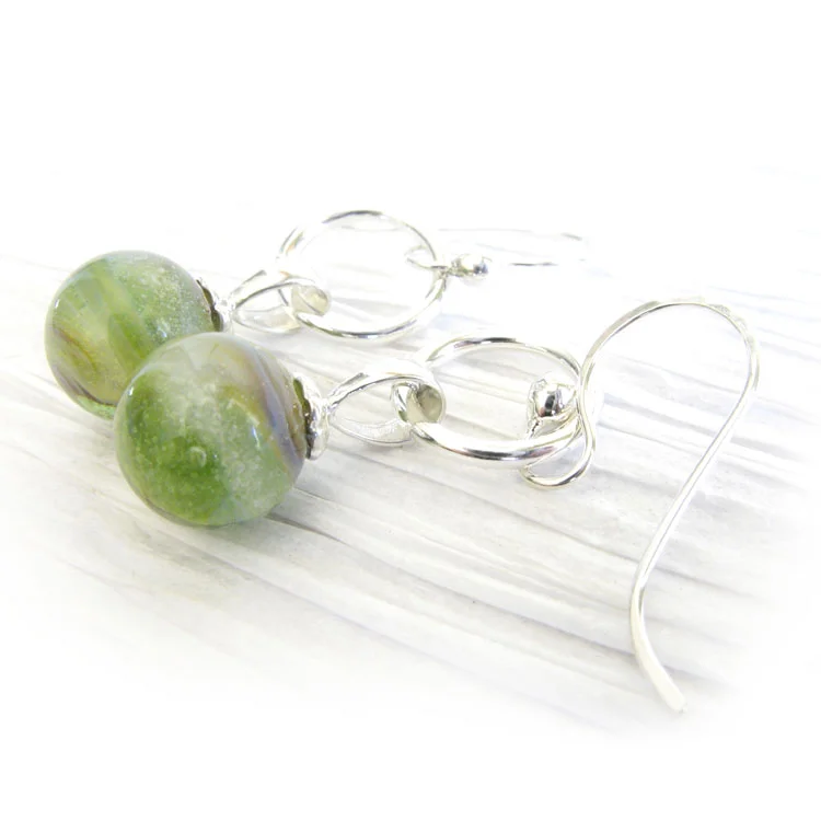 Heavenly ~ Glass cremation jewelry simple sterling silver earrings (10).jpg
