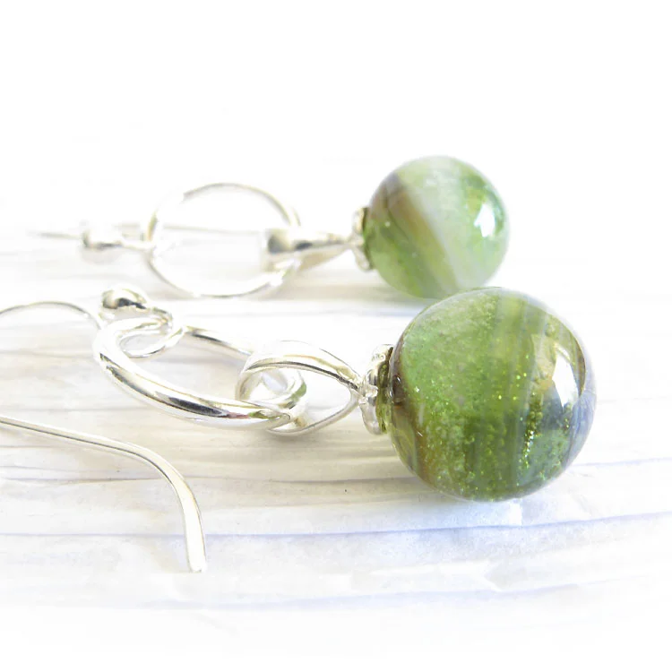 Heavenly ~ Glass cremation jewelry simple sterling silver earrings (11).jpg