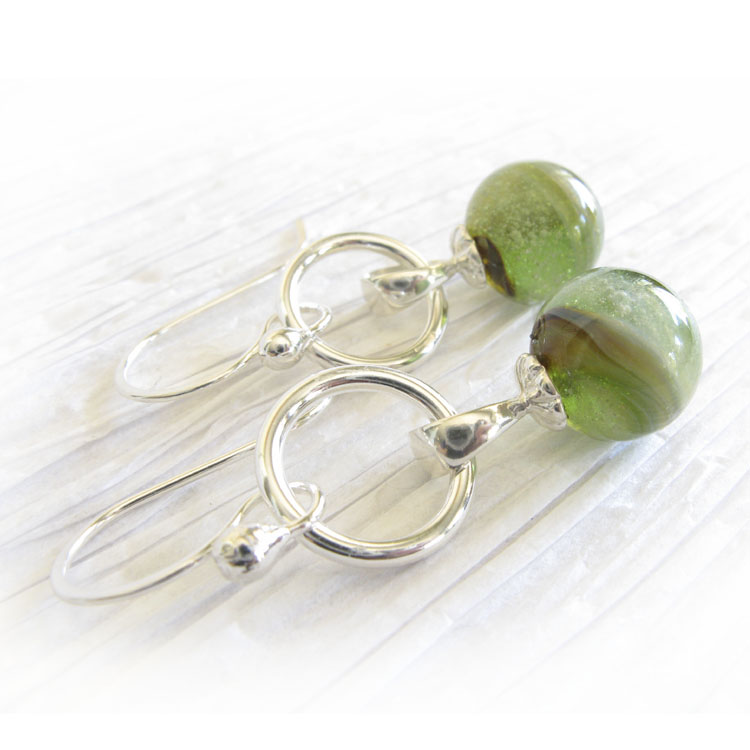Heavenly ~ Glass cremation jewelry simple sterling silver earrings (16).jpg