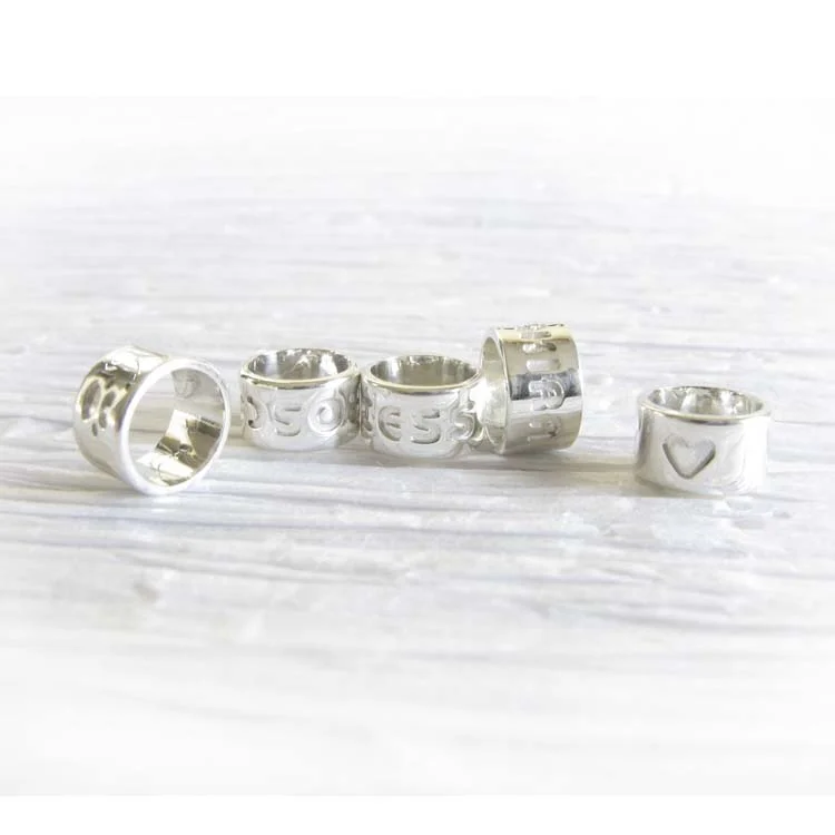 Sterling Silver charm bracelet spacer beads, personalized engraved.jpg