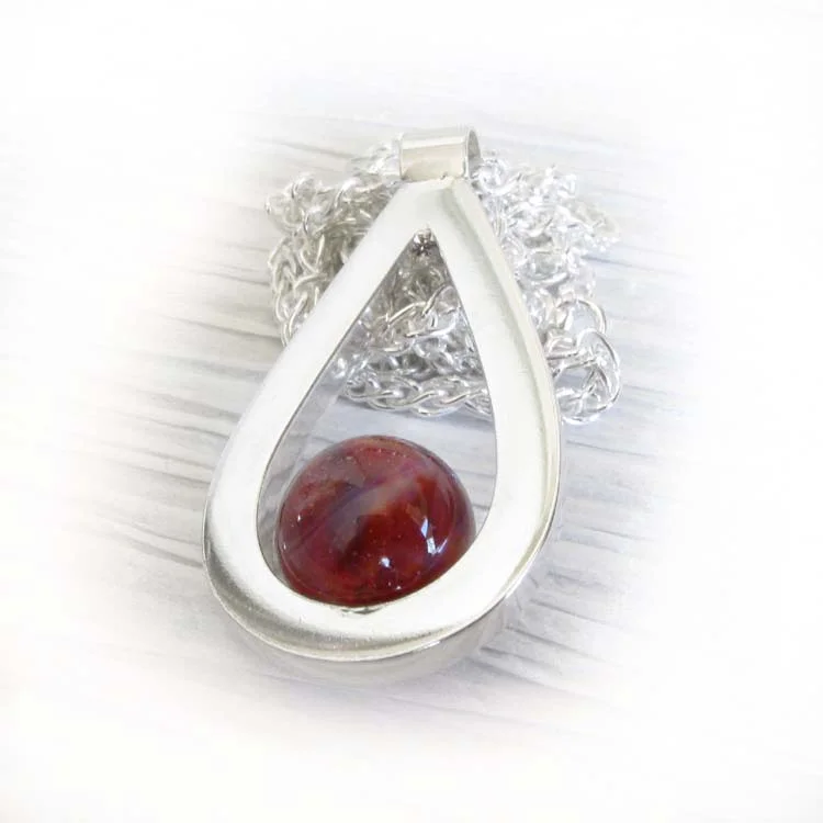 Affinity glass breamtion teardrop pendant handmade from sterling silver.jpg