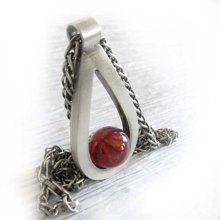 Affinity glass creamtion teardrop pendant handmade from sterling silver 10.jpg