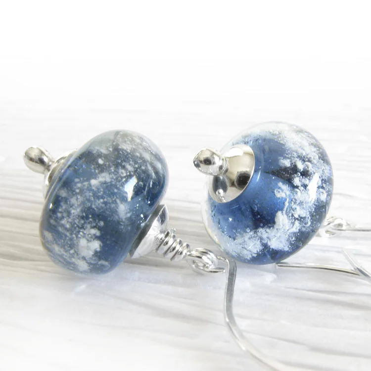 Remind ~ Glass cremation bead jewelry sterling silver earrings 10.jpg