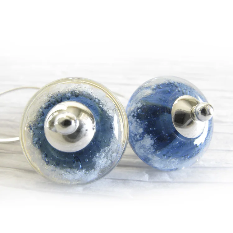 Remind ~ Glass cremation bead jewelry sterling silver earrings 11.jpg