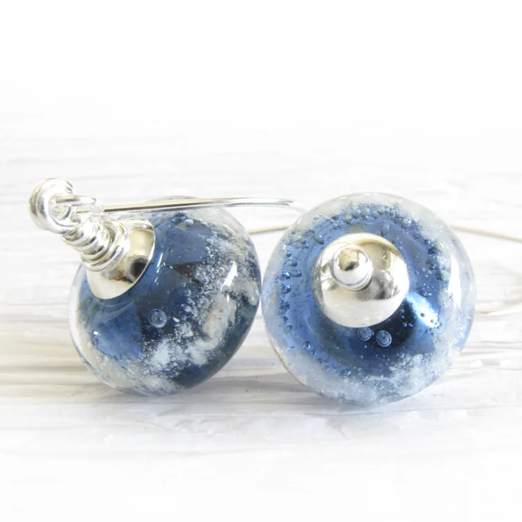 Remind ~ Glass cremation bead jewelry sterling silver earrings 12.jpg