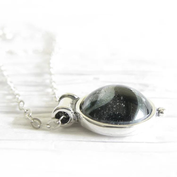 Idyllic ~ dainty glass cremation ashes sterling silver pendant necklace 2.jpg