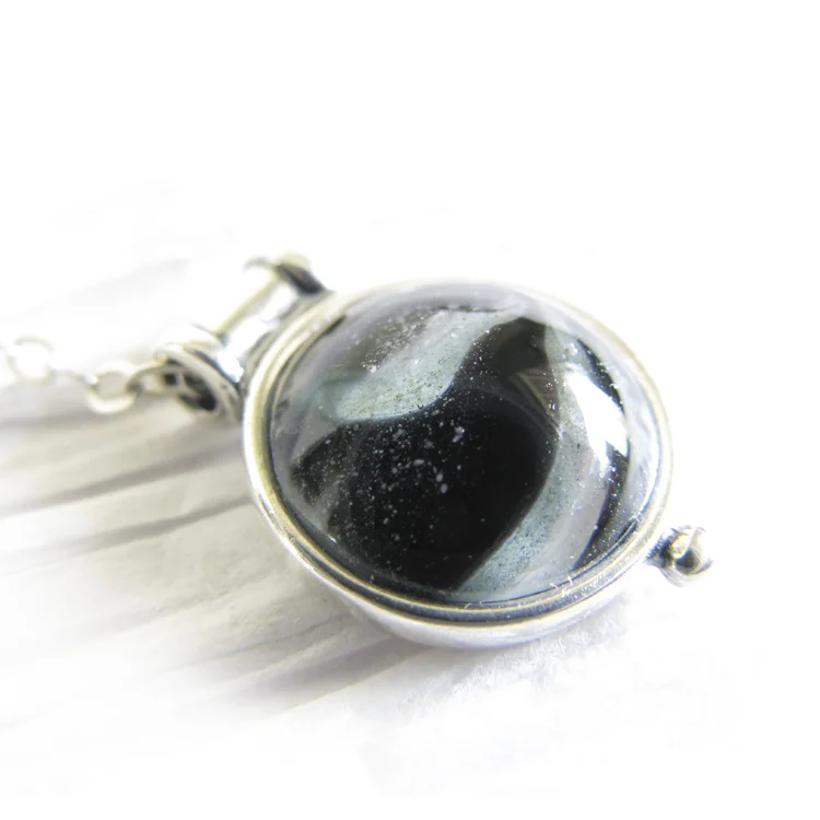 Idyllic ~ dainty glass cremation ashes sterling silver pendant necklace.jpg