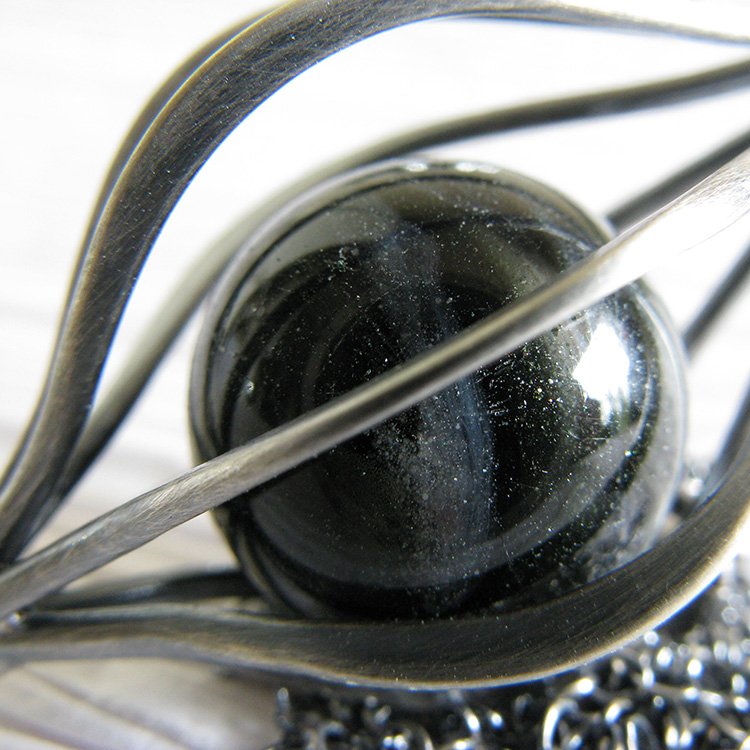 Black Cremation Ash Infused Marble Pet Memorial Jewelry