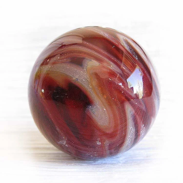 Handblown glass memorial creamtion ash marble red