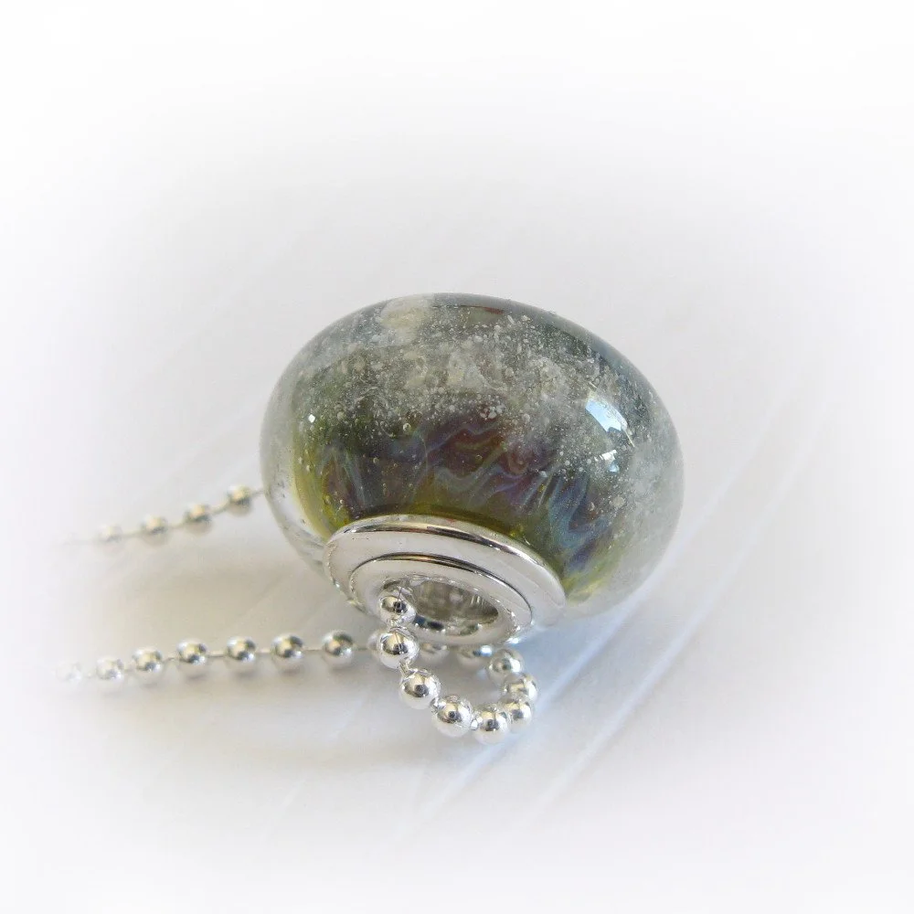 Divine ~ Glass cremation bead jewelry simple sterling silver necklace 11.2.jpg