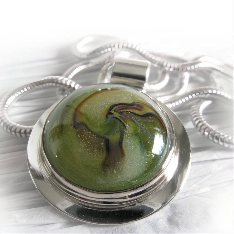 Guardian ~ Glass cremation jewelry sterling silver pendant necklace 2.jpg