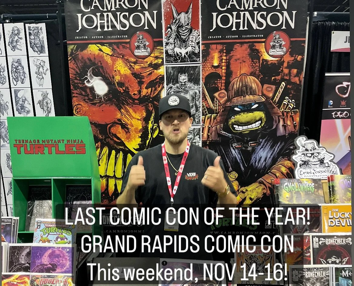 Heading to Michigan for @grcomiccon Grand Rapids Comic Con this weekend!! On SUNDAY at 11:45am I&rsquo;ll be hosting a LIVE TMNT Sketch Demo/Panel on stage in the Monroe Room!! COME OUT &amp; Ch-Ch-Check it out 💥🍻💯 #grcc #comics #comiccon #tmnt #c