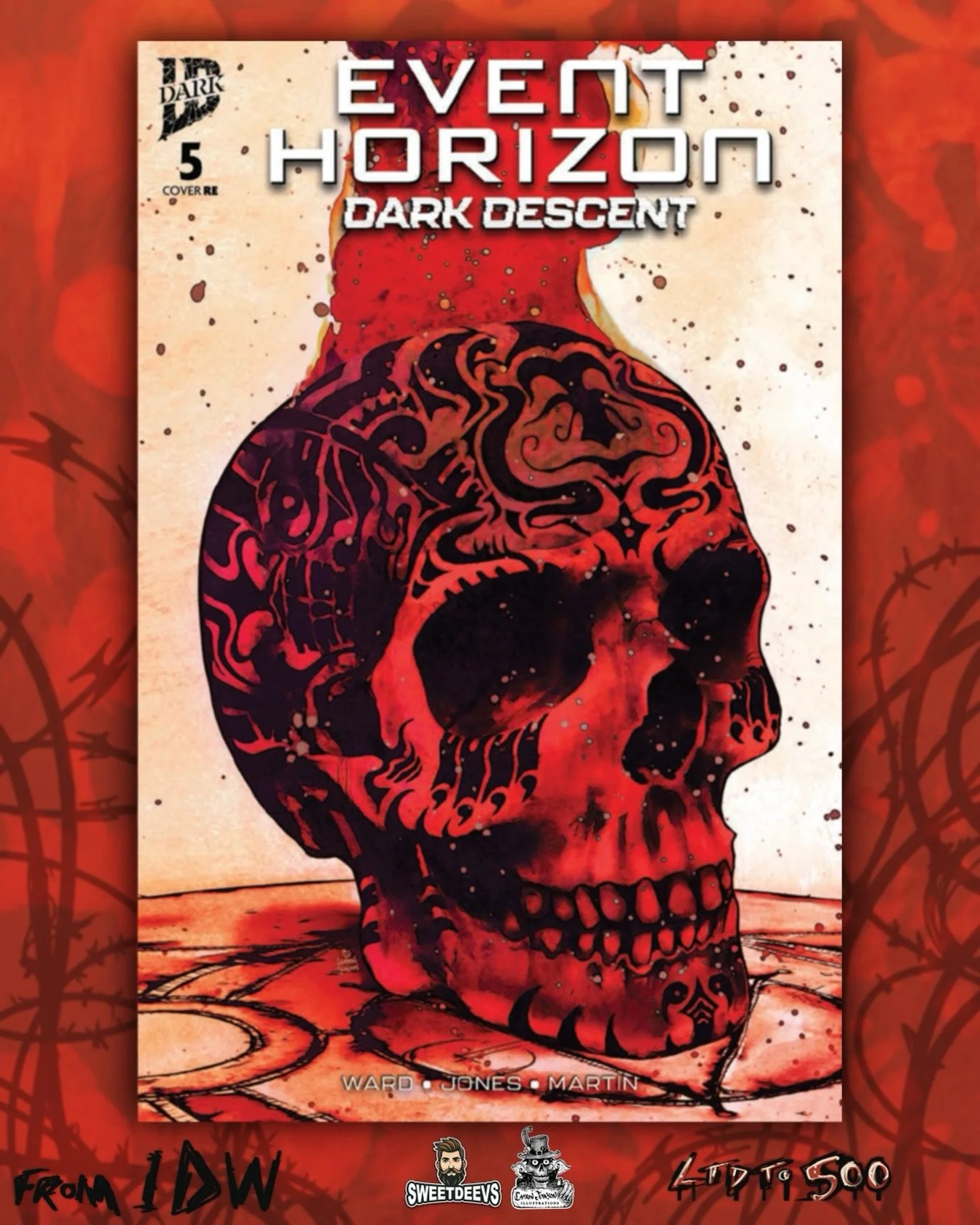 🚨DROP ALERT 2/2 💀 NEW exclusive cover for @idwpublishing Event Horizon: Dark Decent issue 5 dropping next week (Feb 12-14) from @sweetdeevs LIVE ❗️Bookmark the shows over on @whatnot for launch signing/sketch ops, digital high-fives, and good times