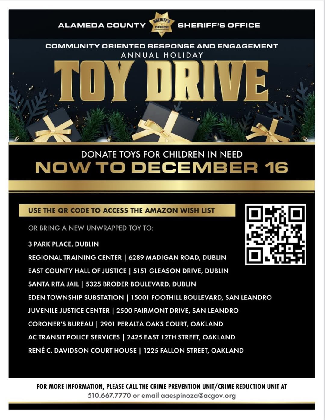Alameda County Sheriff Toy Drive