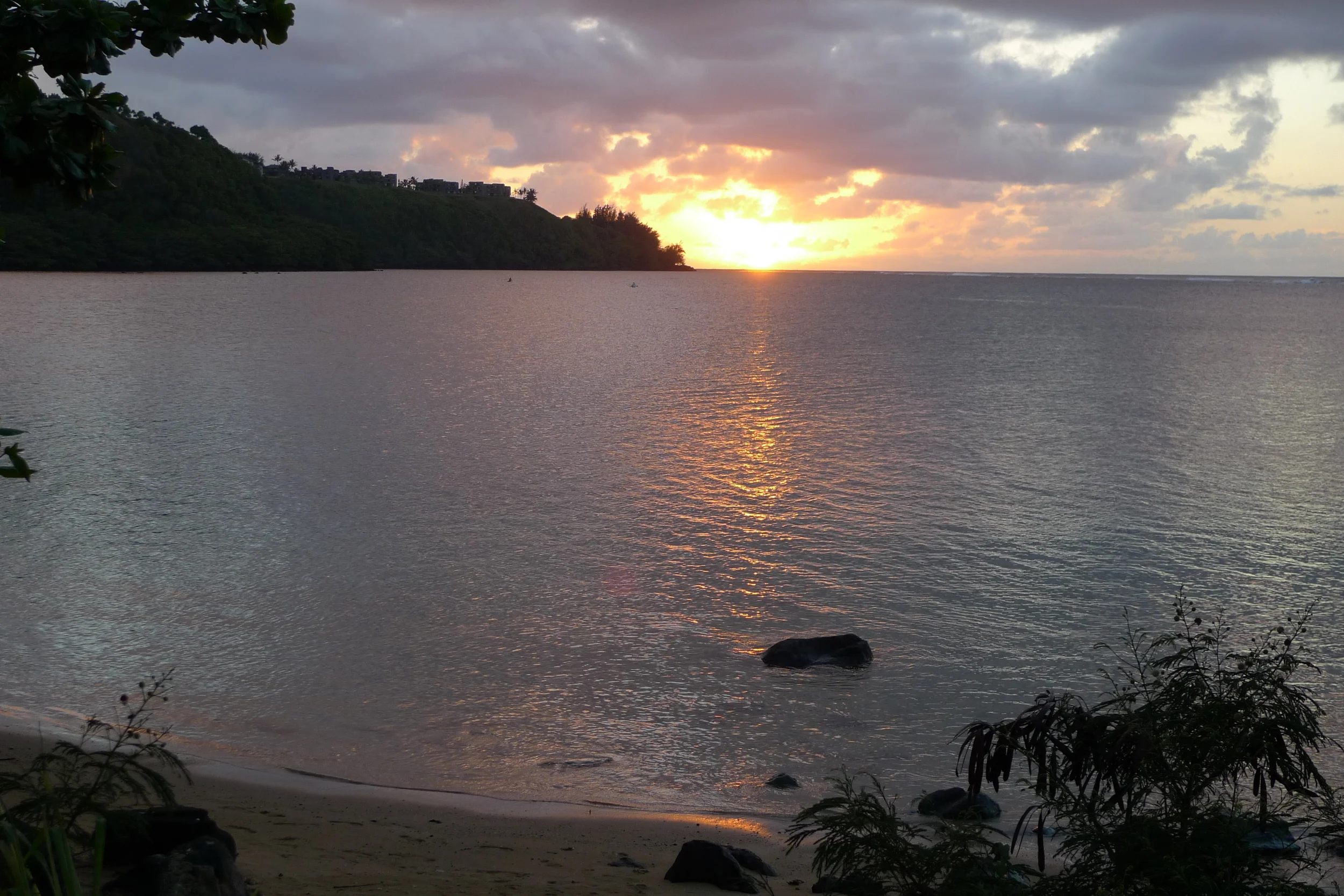 Sunset from our tent at Anini Beach