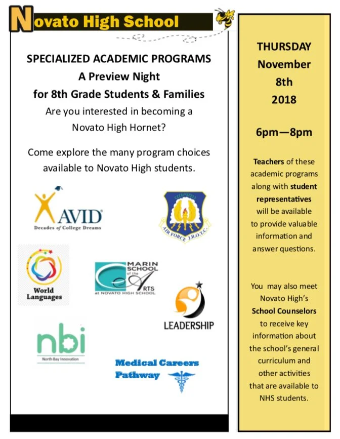Novato High School Preview Night for 8th Graders