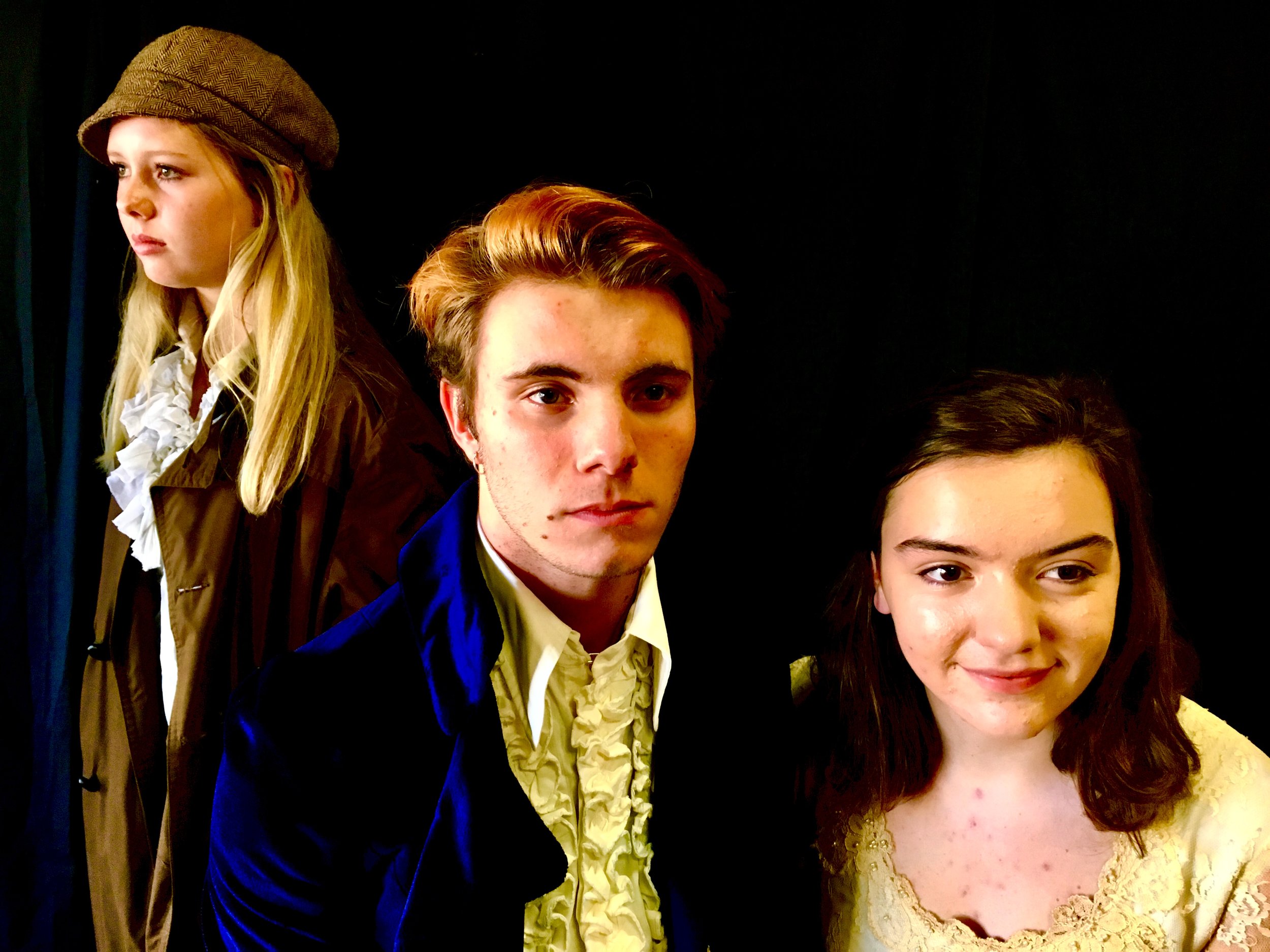 Ellie Bednarz as Eponine, Joshua Martinez as Marius, Olivia Hoover as Cosette.