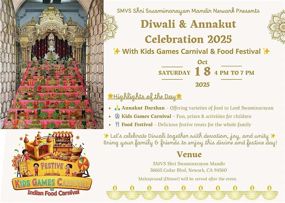 Newark: Diwali & Annakut Celebration 2025 with Kids Carnival and Food Festival