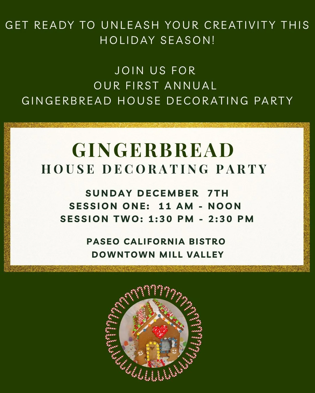 Mill Valley Gingerbread House Decorating Party