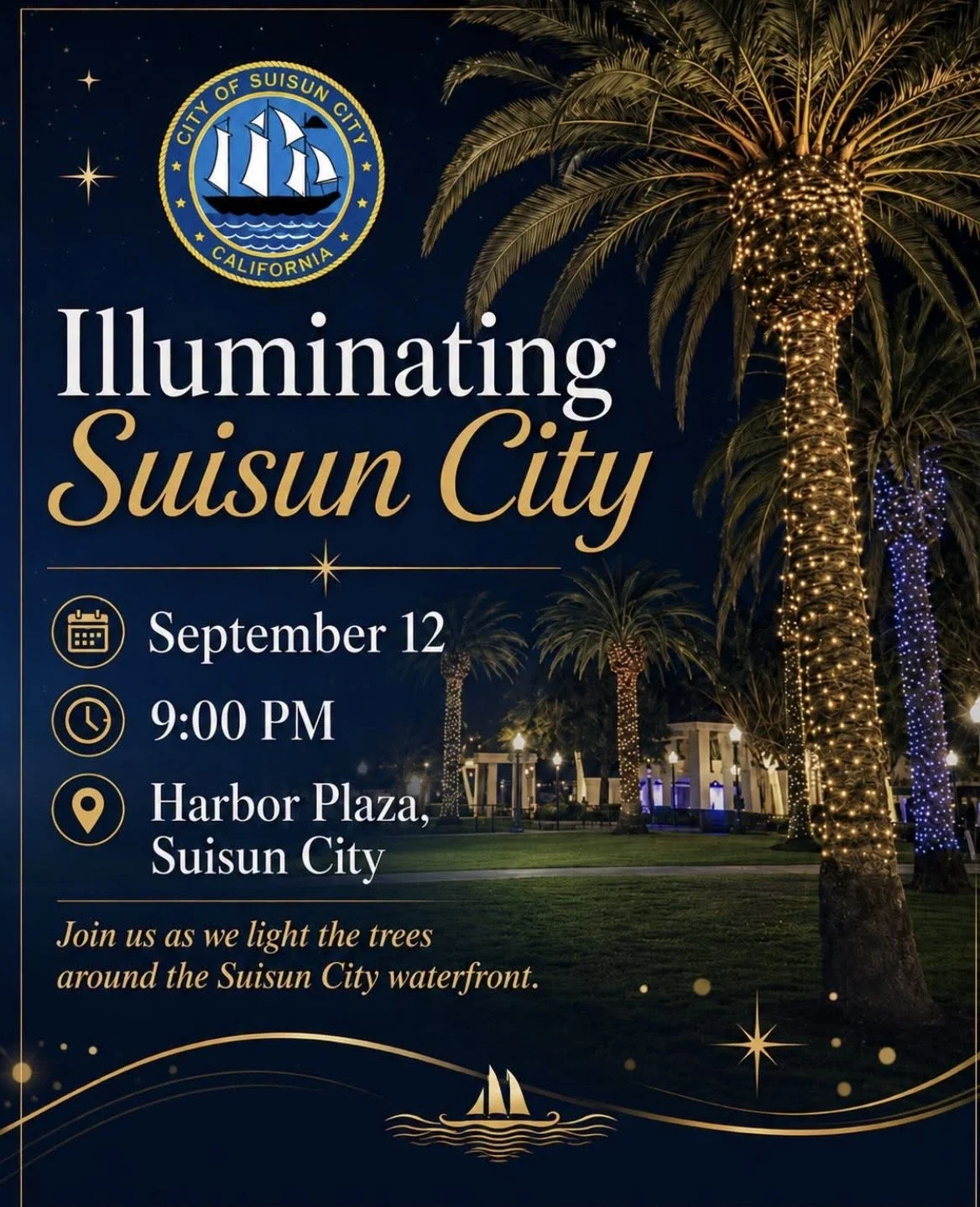 Suisun City waterfront lighting celebration