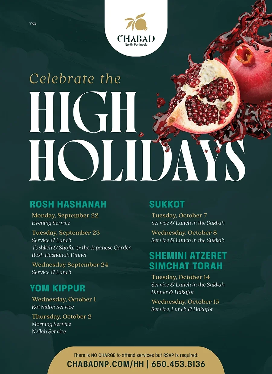 Chabad of the North Peninsula High Holidays Schedule