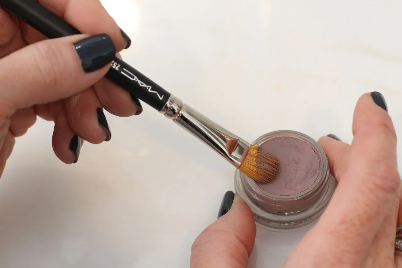 Use a wide shadow blush when applying this cream eyeshadow (which stays on ALL day by the way!)