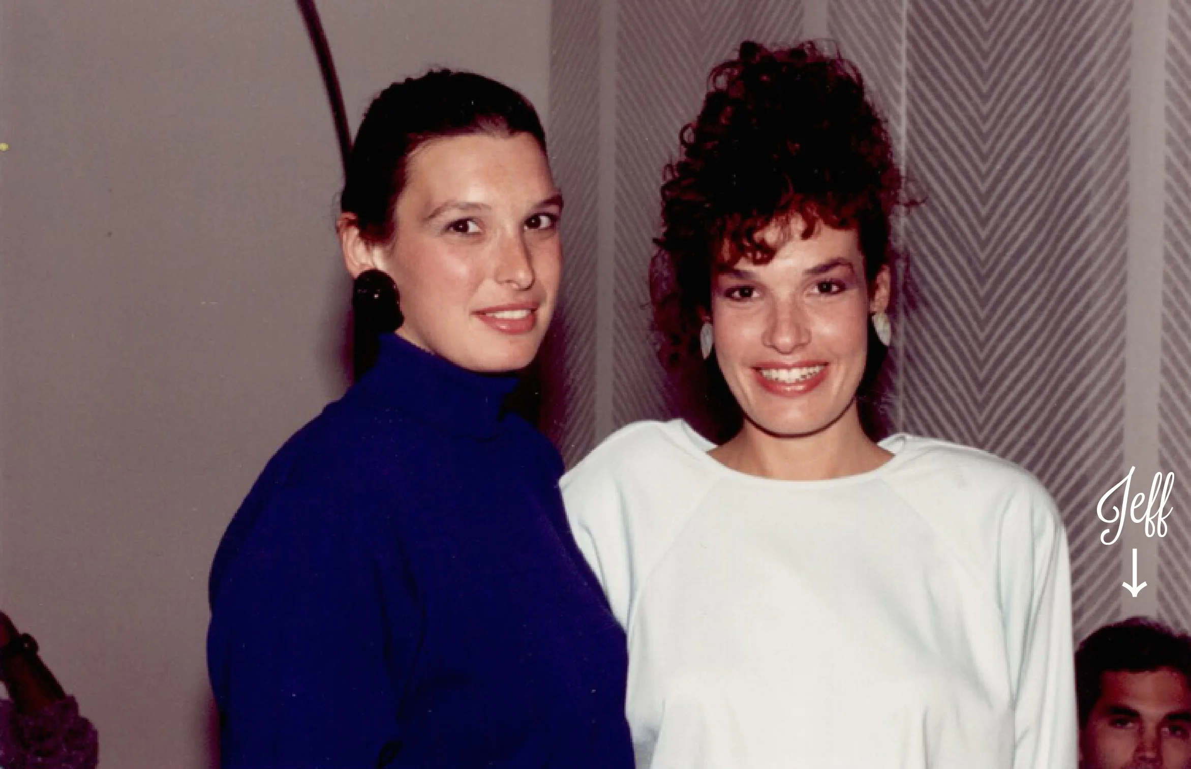 With my sister, Janet, in the apartment we shared in Toronto, 1986. Wow! Check out those shoulder pads.
