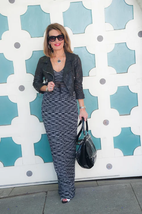 M. Missoni Dress , Giorgio Brato Leather Jacket, available at Savannah Santa Monica , Giuseppi Zanotti Heels, John Hardy Bracelet, Necklace and Earrings, Givenchy Handbag, similar for less here .