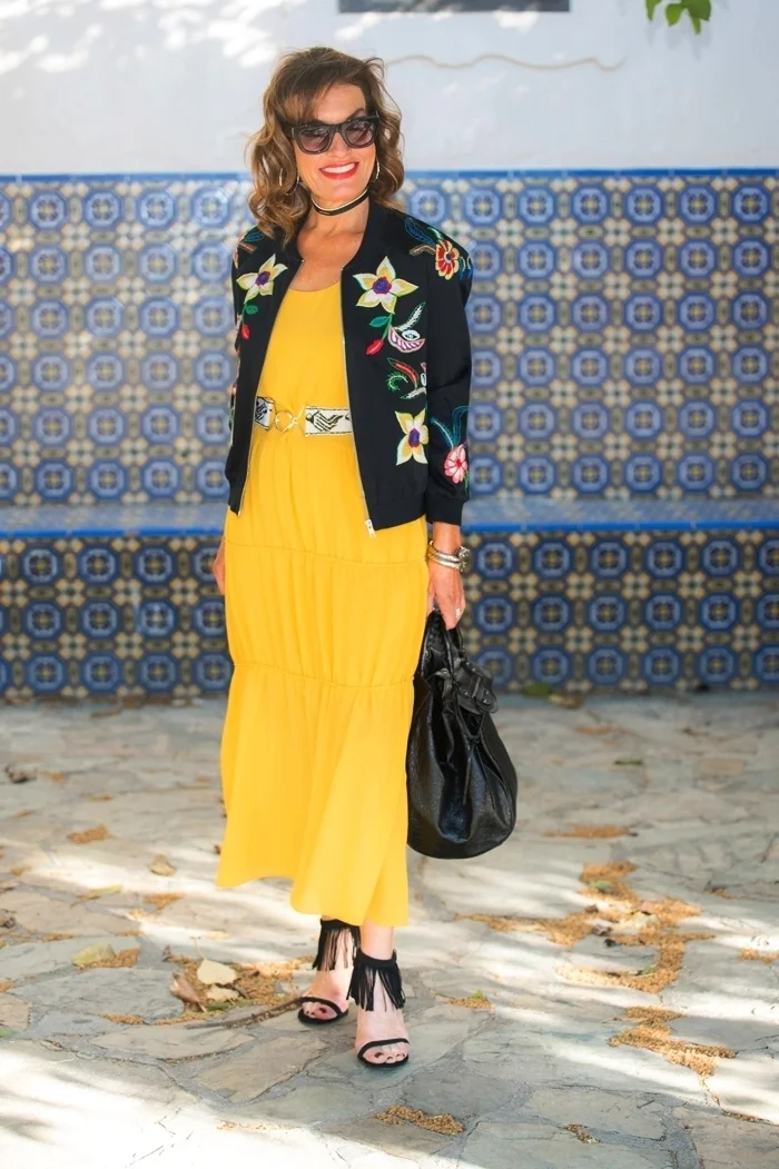 Maje dress and belt , Banjanan jacket on sale here , Stuart Weitzman sandals on sale here , Balenciaga, backpack, Robin Terman choker and earrings , Celine sunglasses