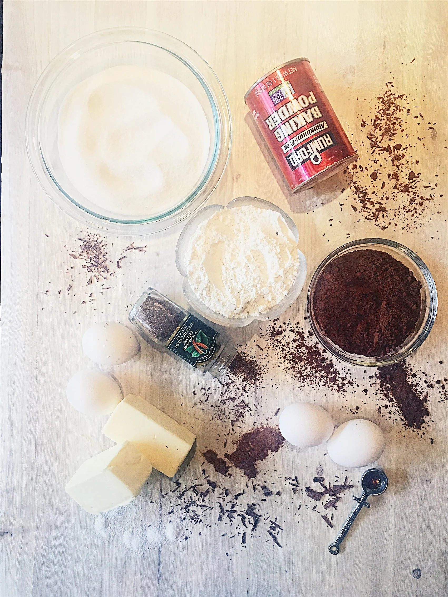 Ingredients: 2 sticks unsalted butter, plus more for greasing 2 cups sugar 4 large eggs 2 teaspoons vanilla extract 2/3 cup good-quality unsweetened cocoa powder 1 cup all-purpose flour 1 teaspoon ground cinnamon 1/4-1/2 teaspoon pequen chili powder or cayenne pepper 1/2 teaspoon kosher salt 1/2 teaspoon baking powder Directions: Preheat the oven to 350 degrees. Line a 9-by-13-inch baking dish with parchment paper, leaving an overhang on two sides. Press the paper into the corners of the pan and lightly grease the paper with butter. Melt the 2 sticks of butter in a nonstick saucepan over medium-low heat; do not boil. Remove from the heat and let cool slightly. Add the sugar, eggs and vanilla to the saucepan and stir with a wooden spoon until combined. Add the cocoa, flour, cinnamon, chili powder, salt and baking powder and mix until smooth. Spread the batter in the prepared pan and bake until a toothpick inserted in the middle comes out fudgy, 20 to 25 minutes. Cool in the pan on a rack, then use the parchment paper to lift out the brownies before slicing. Ganache Frosting: 1 cup heavy cream or half and half 12 ounces good dark chocolate (chopped) In a saucepan, heat up the cream to just below boiling remove from heat and pour over chopped chocolate. Use a wire whisk to mix until completely smooth and glossy. Let cool* and spread thickly over brownies. Refrigerate before slicing into squares. *The longer you allow the ganache to cool, the thicker it will set. Ganache can be refrigerated for up to a month. or frozen up to 6 months.