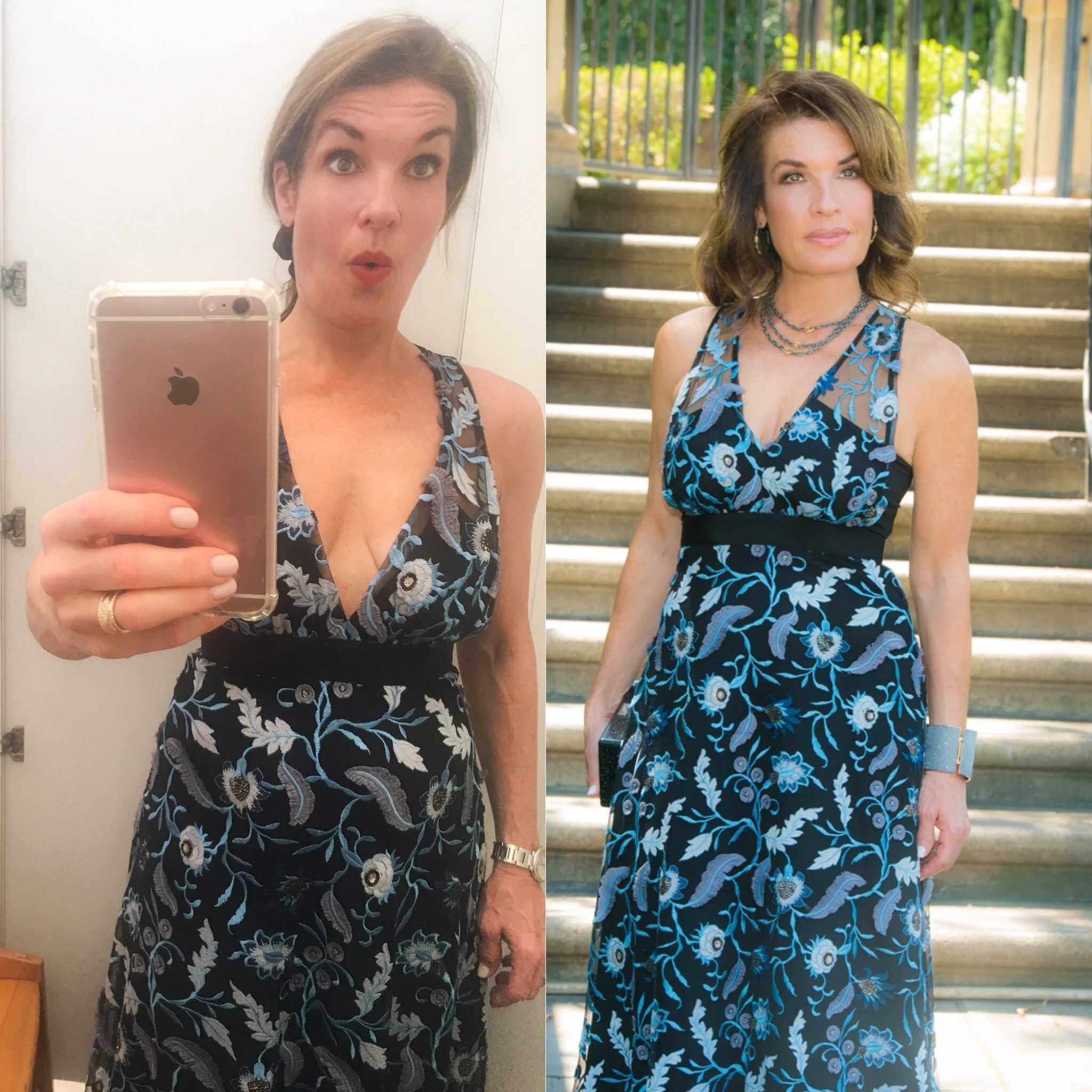 See how reducing the plunging neckline and adding the padding transformed the look.