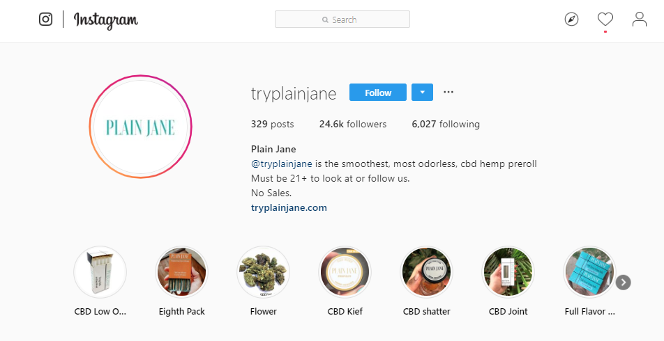A screengrab of Plain Jane’s IG account.