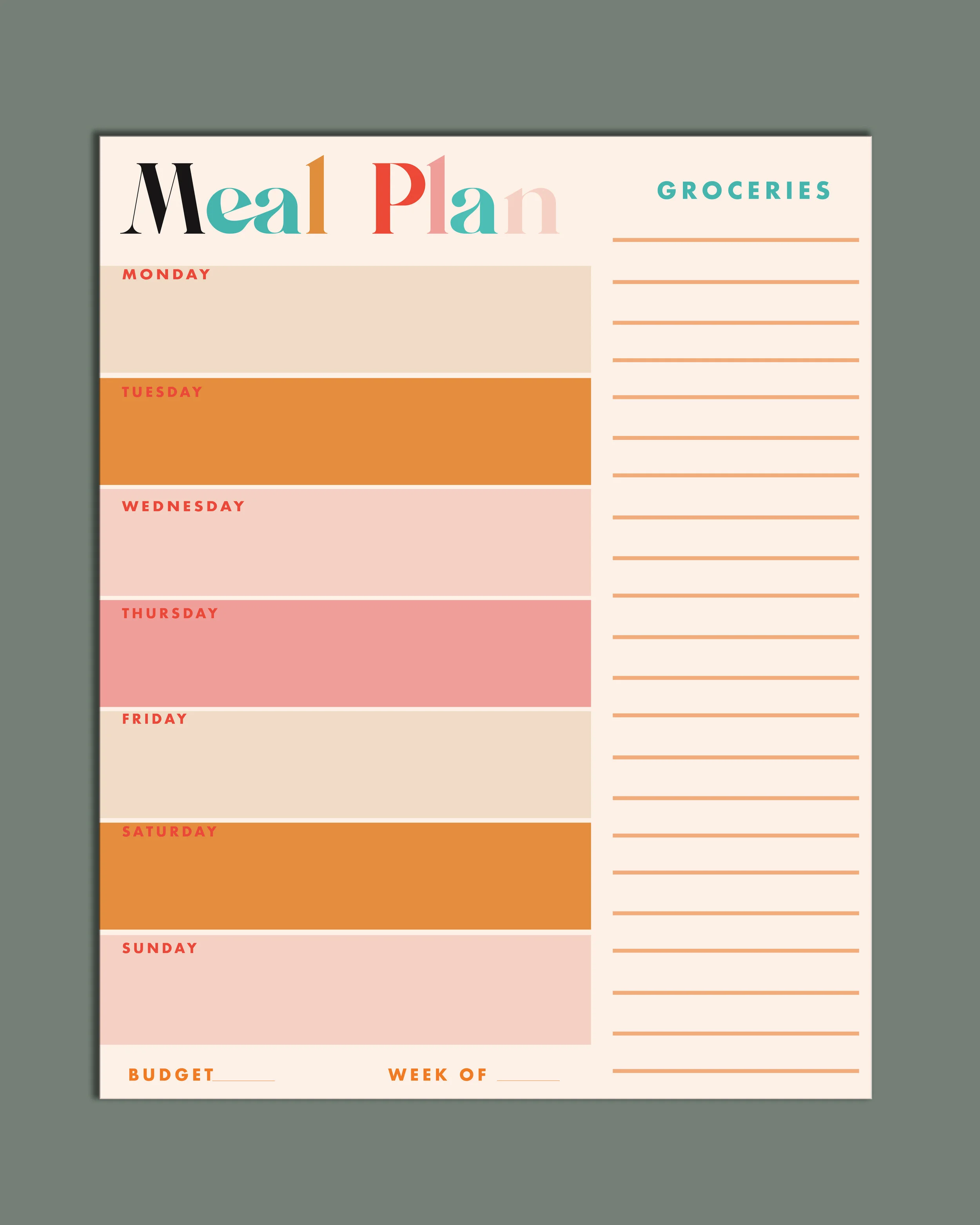 Meal Plan Notepad