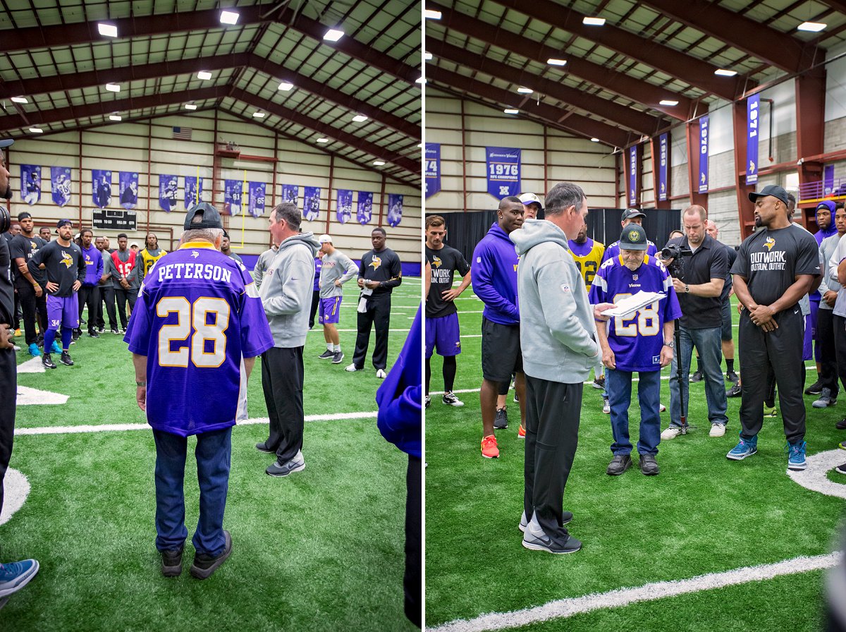 Coach Zimmerman introduces Ford to the players, telling of his amazing legacy as a soldier and fan.