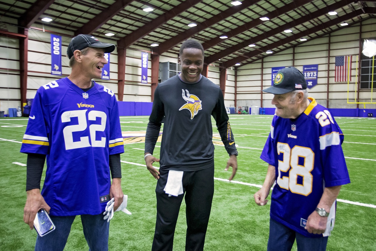 Quarterback #5 Teddy Bridgewater stayed behind to sign his own gloves for the gents.