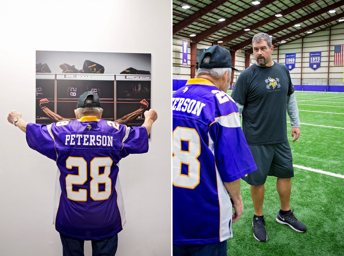 Ford practices his flex with an image of Adrian Peterson for inspiration. "C'mon Coach... put me in, I'm ready!"