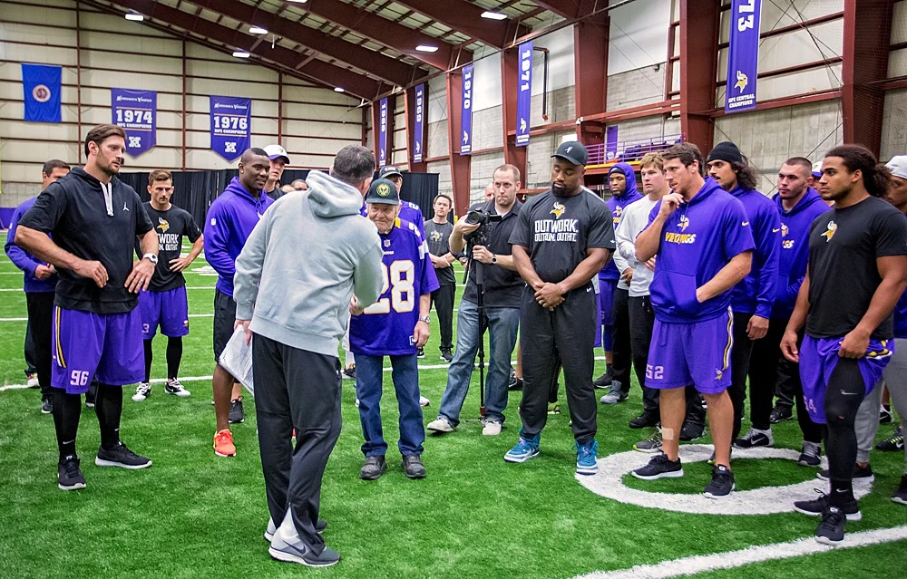 Ford was asked to come to the closing huddle with players to give the final break.