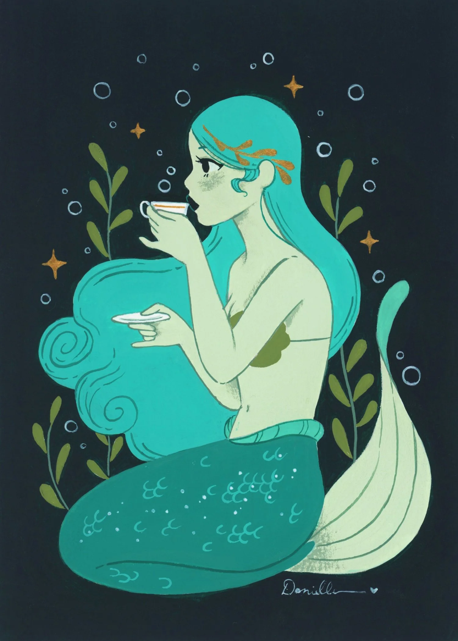 TEA TIME MERMAID GREEN 5X7.jpg