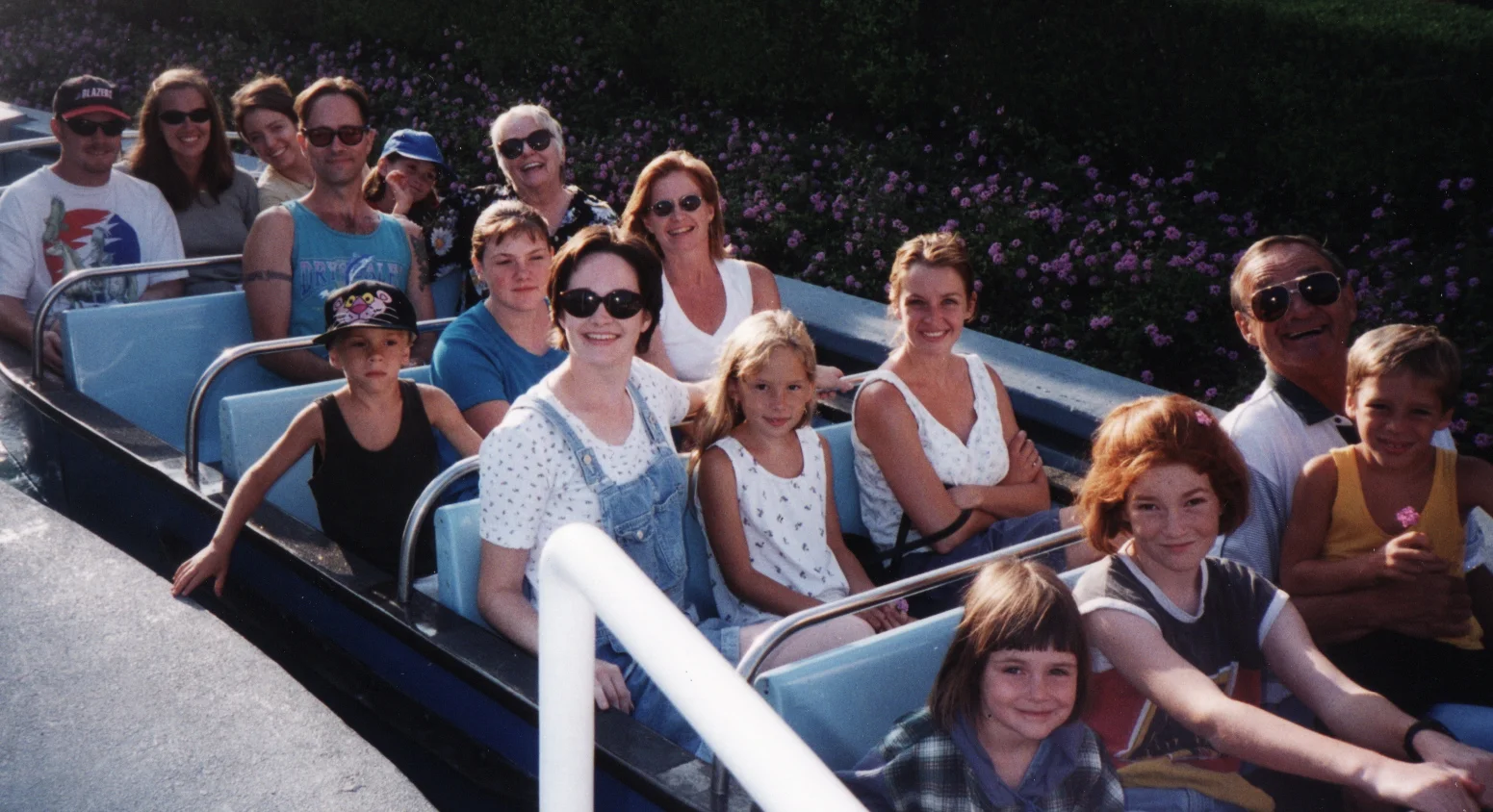 At Disneyland with most of Dee's family (i am in the back row in yellow and the only non-family member in the bunch) - 1996