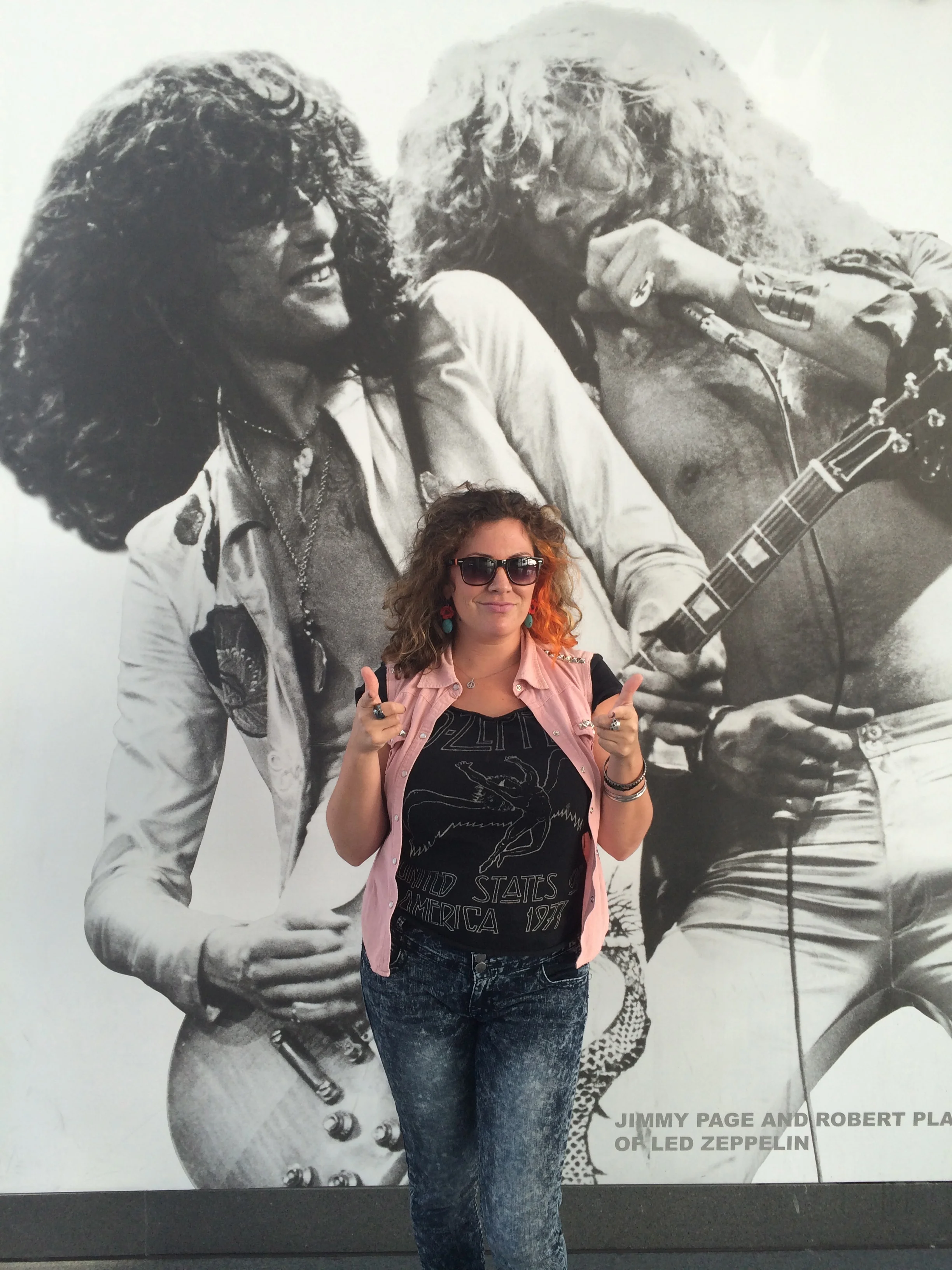 Farran with her heroes at the entrance to the Rock Hall of Fame.