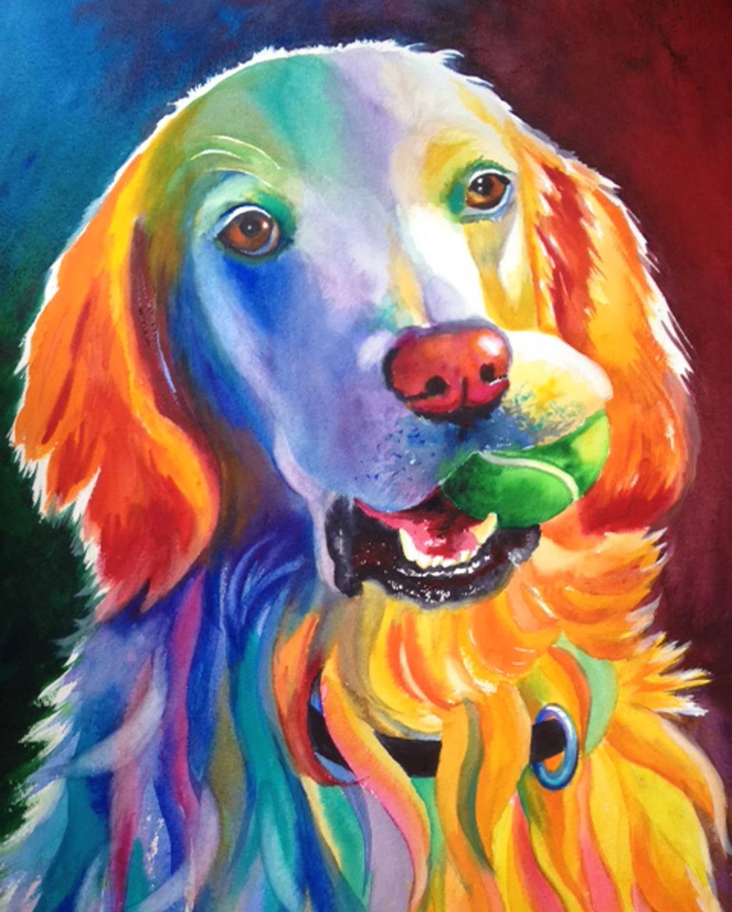 Multi-Color style example in vibrant bright watercolor on Arches 130 lb. paper.