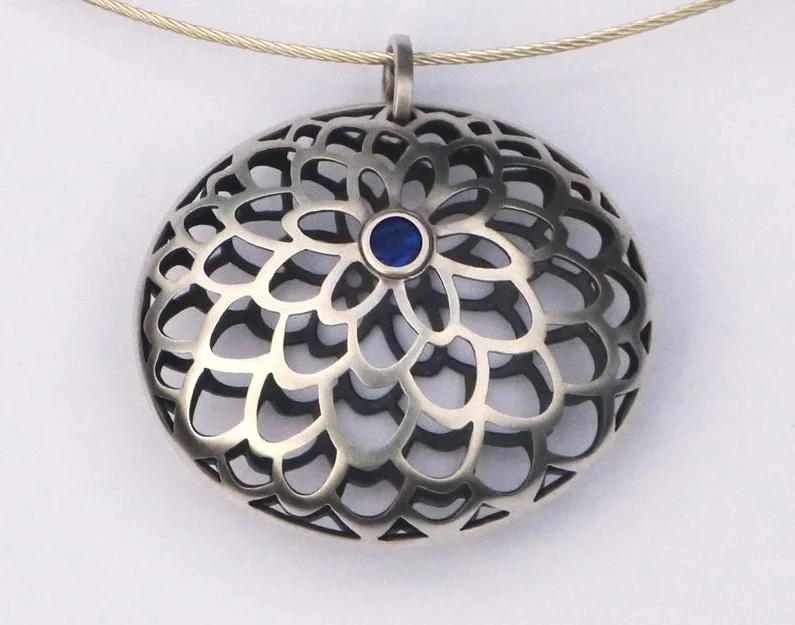Pendant Sterling silver, opal Hand pierced and fabricated