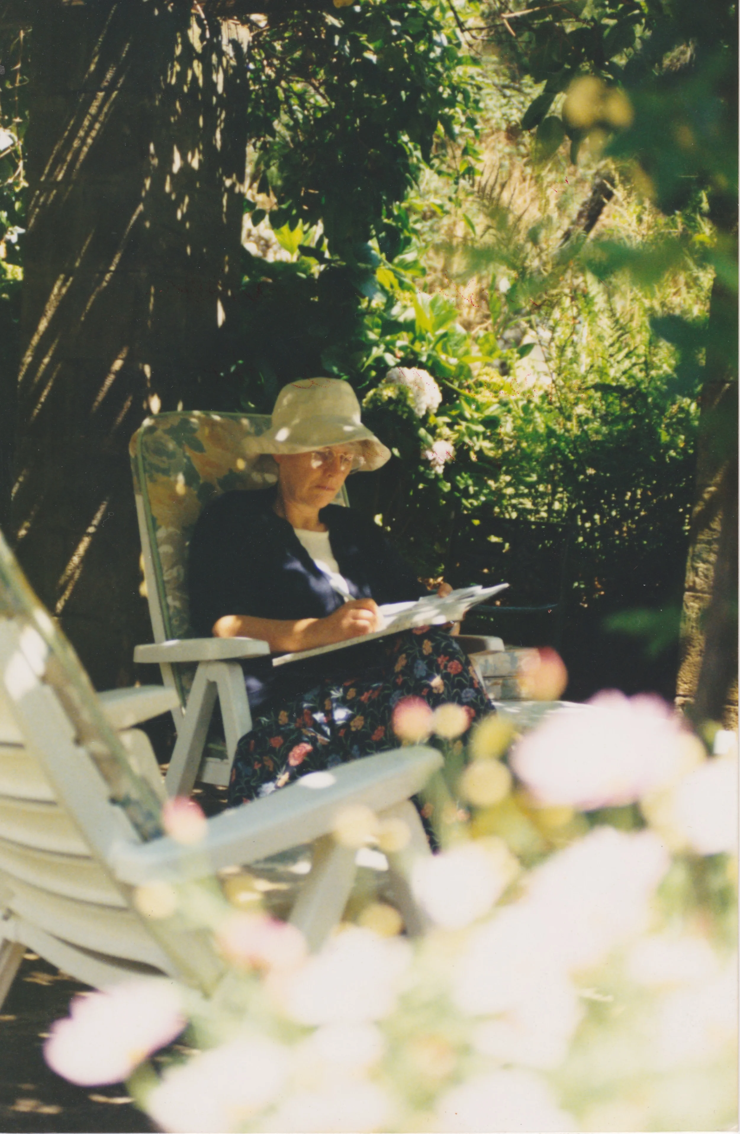 Writing in a garden in Addis Ababa