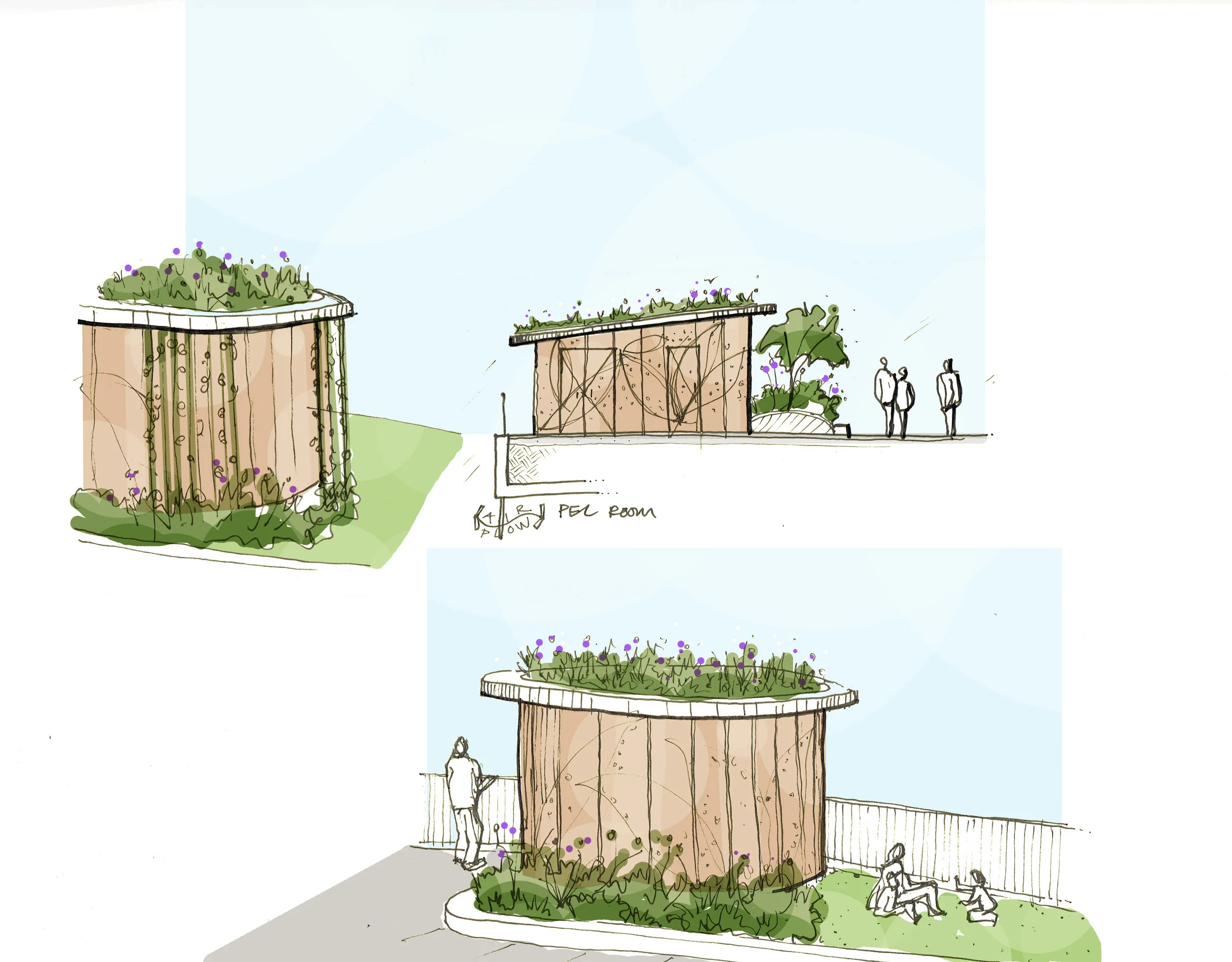 Sketch options for service pavillion