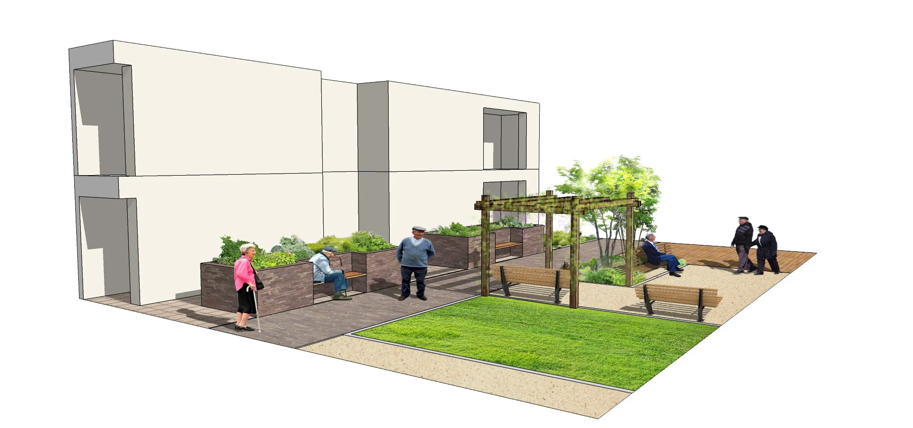 3D view of the central courtyard