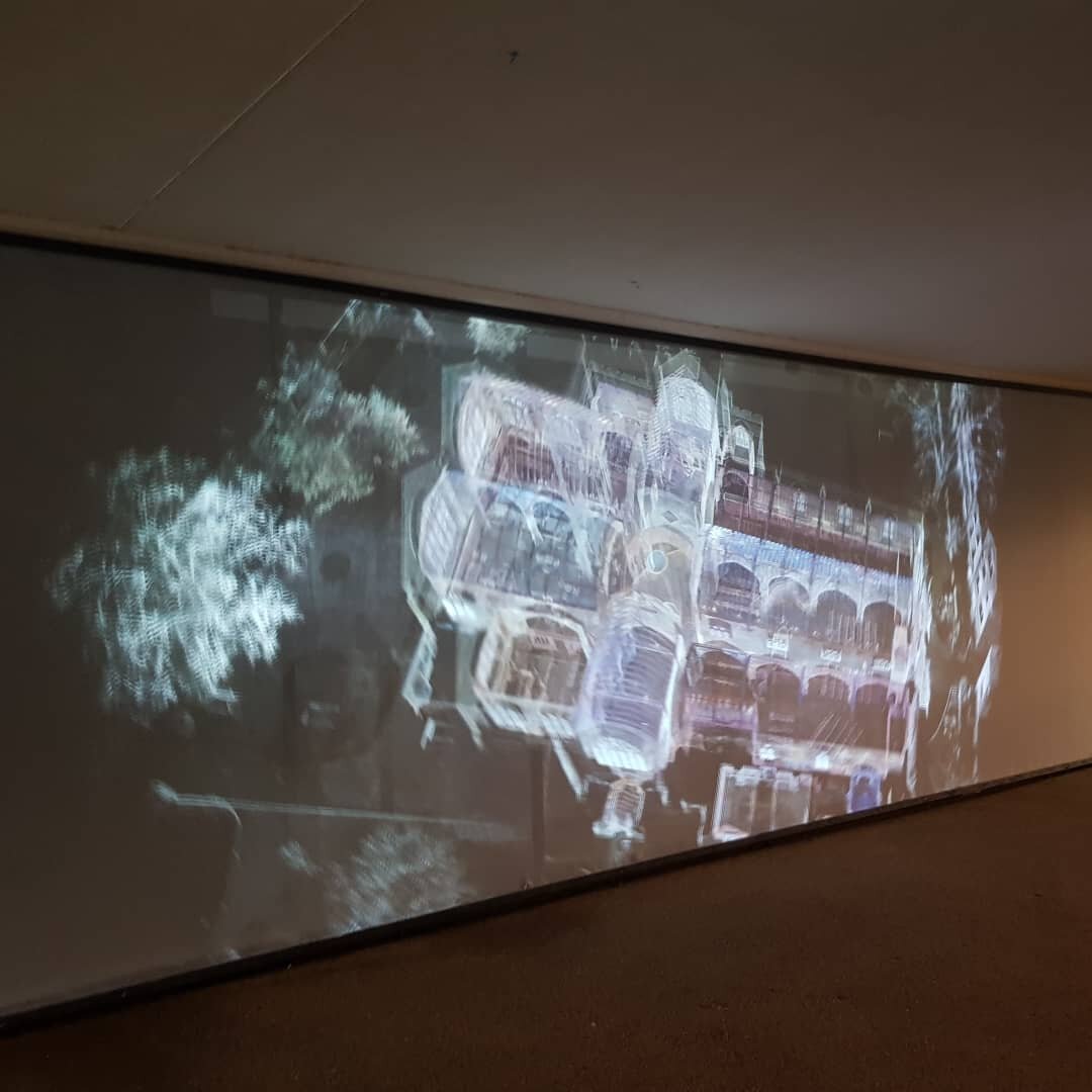 Love this video  installation by Mat Collishaw and located in an underpass next to the Thames in Kingston.
Titled 'Echolocation' it includes moving 3d lidar survey images relating to local architecture and history and animated bats referencing stop-f