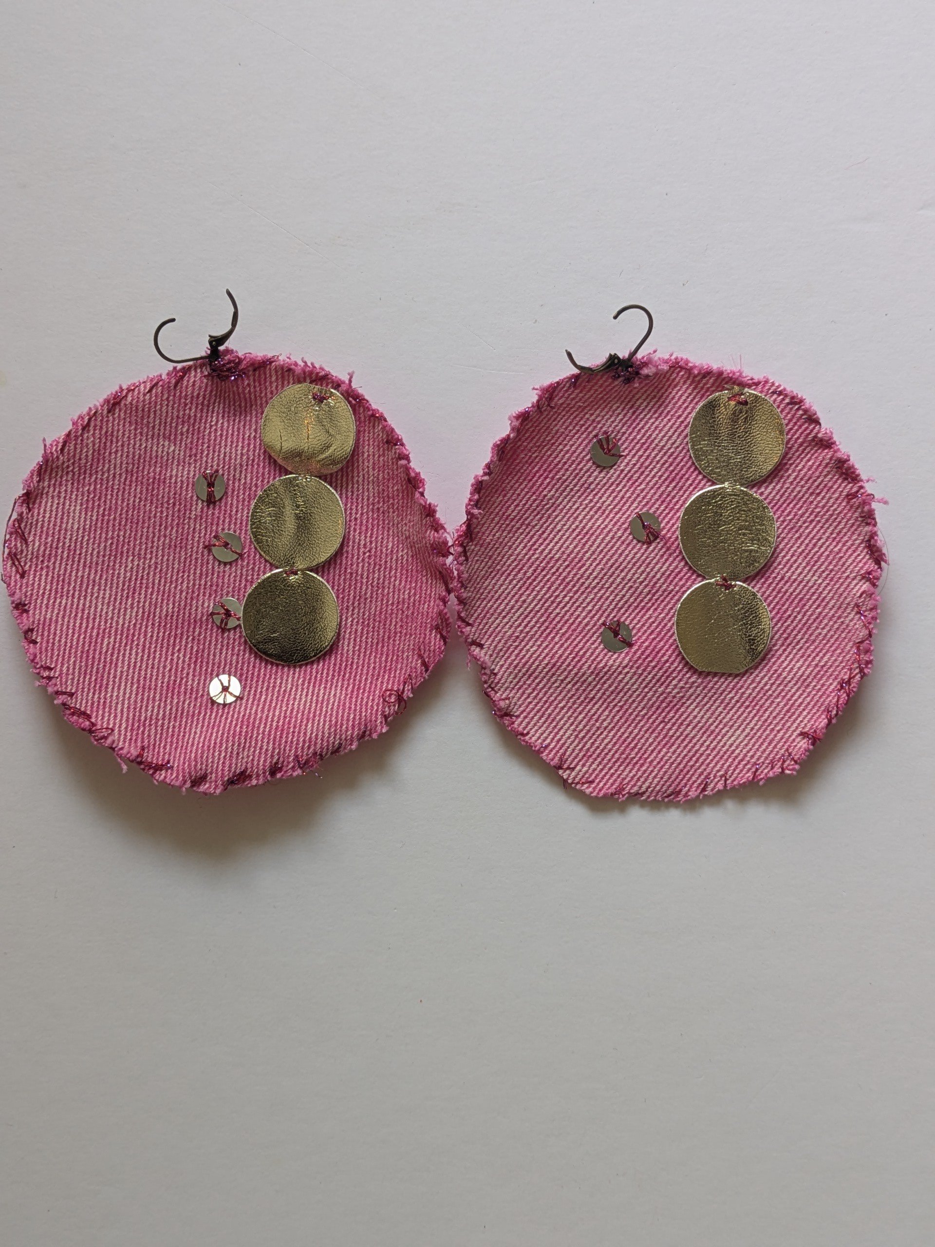 Silver Pink Pleather Earrings