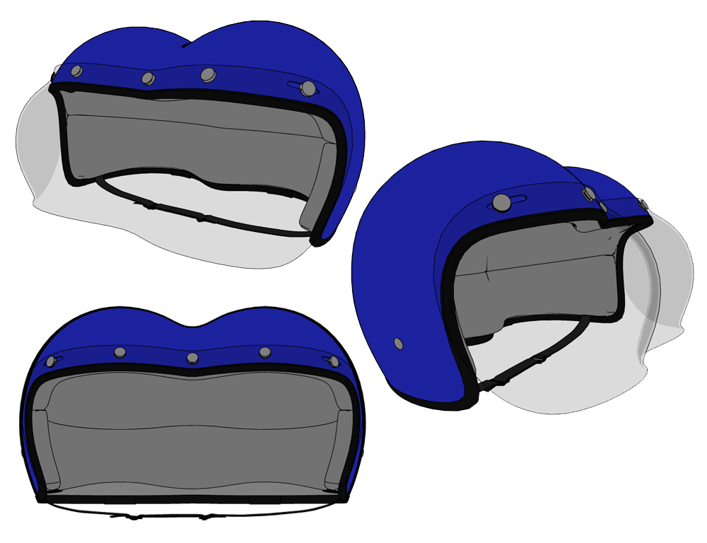 Bubble shield motorcycle helmet for conjoined twins