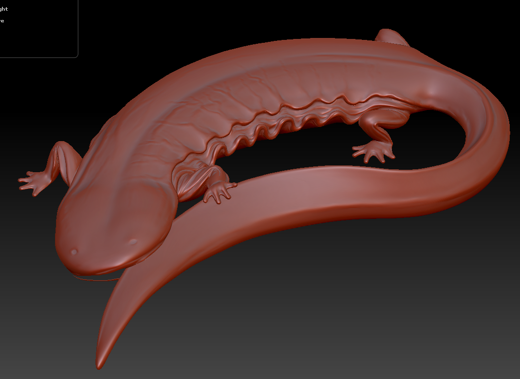An earlier version in ZBrush before adding the extra elements on the tail.